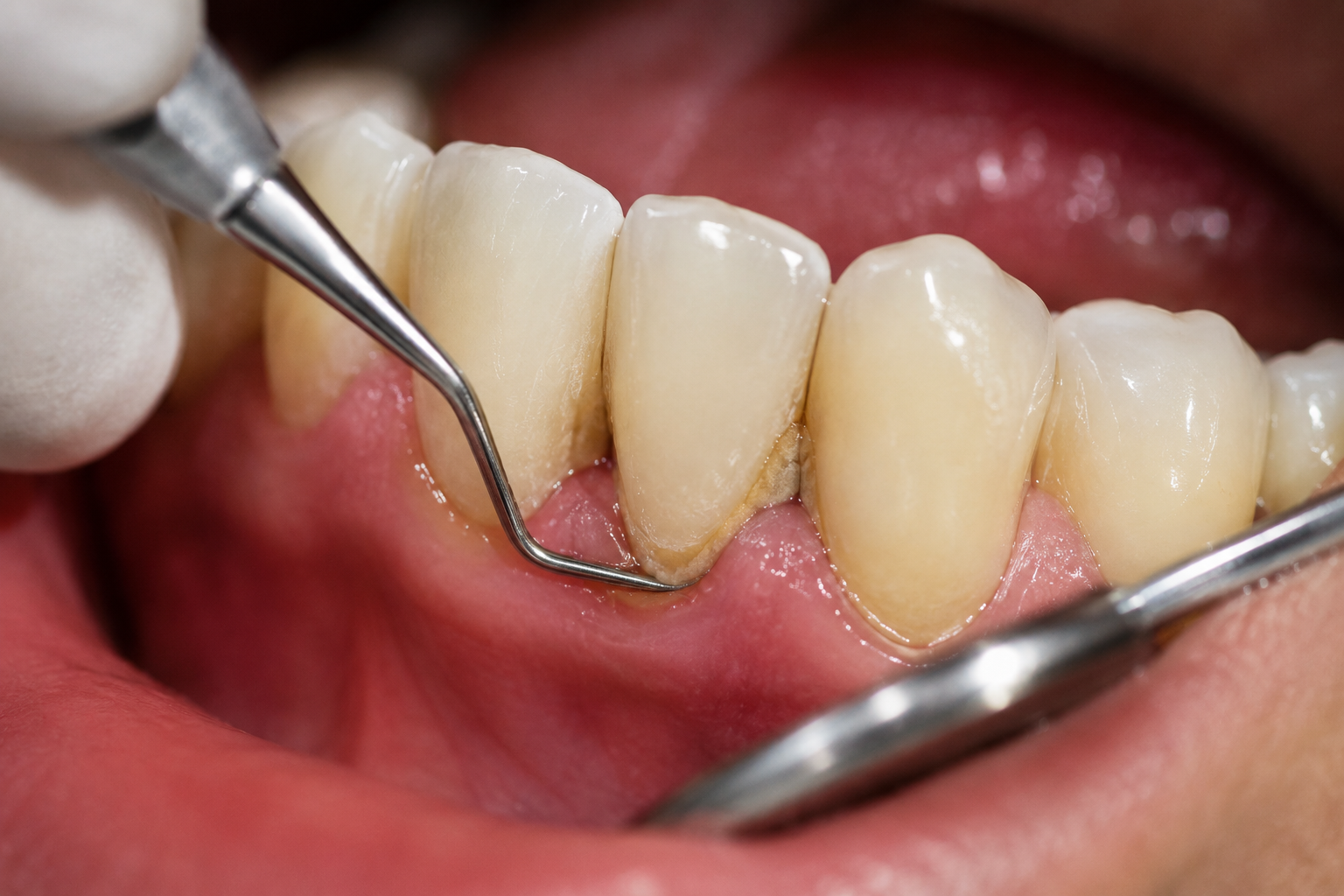 Raspado y alisado radicular durante un curetaje dental